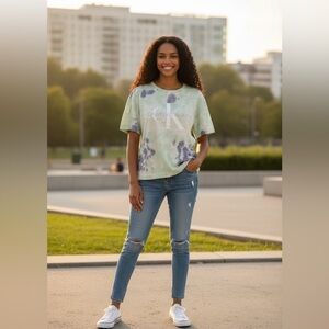 Calvin Klein Pastel Tie-Dye cropped T-Shirt NWOT Sz. Small